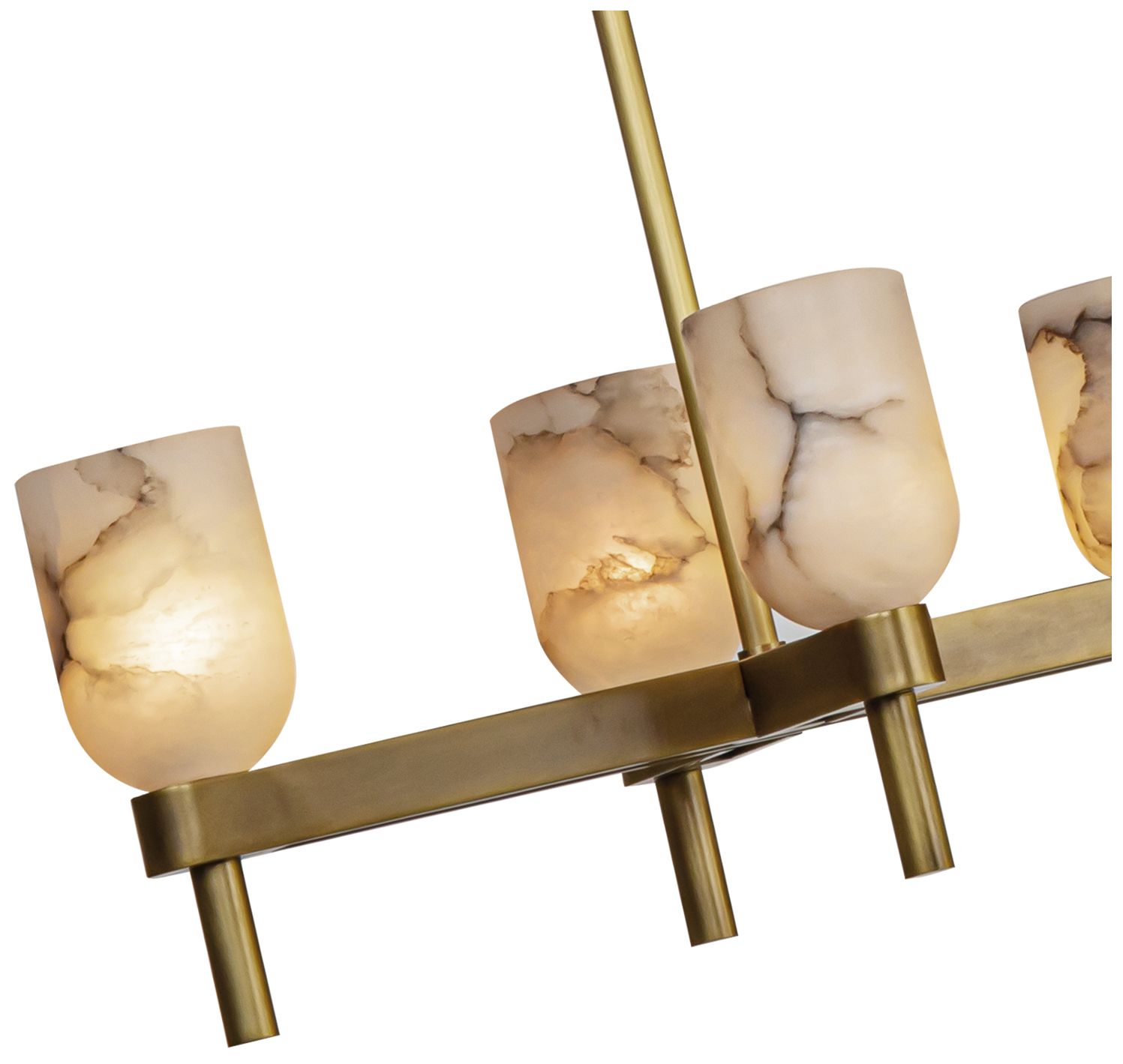 Image 2 Alora Lucian E12 52-in Vintage Brass/Alabaster Linear Pendant more views