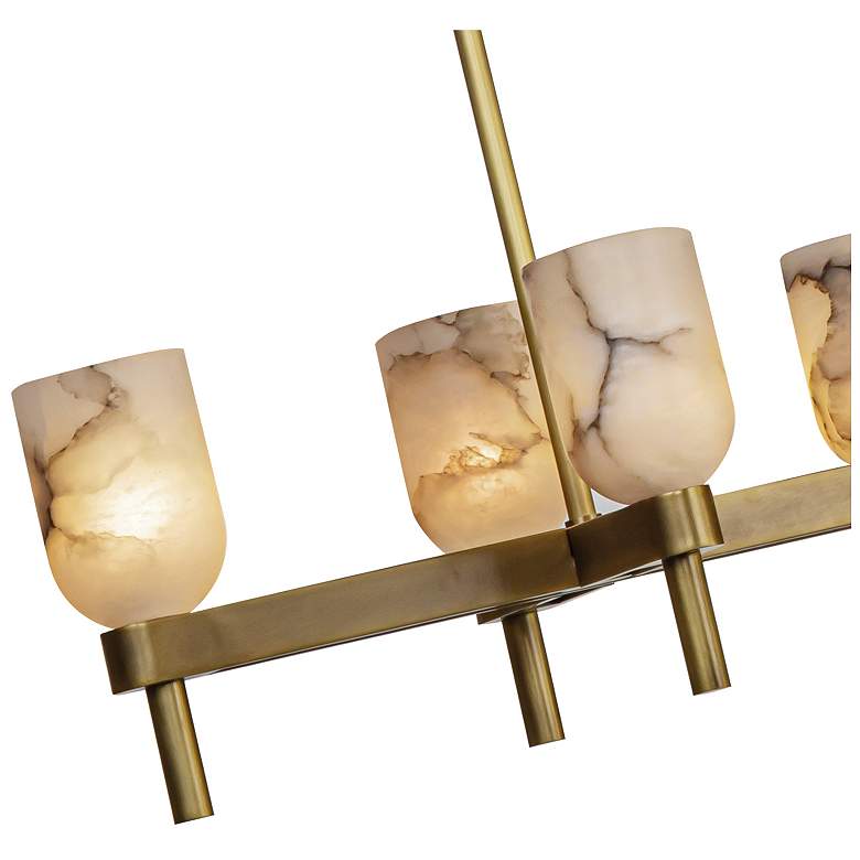 Image 2 Alora Lucian E12 52-in Vintage Brass/Alabaster Linear Pendant more views