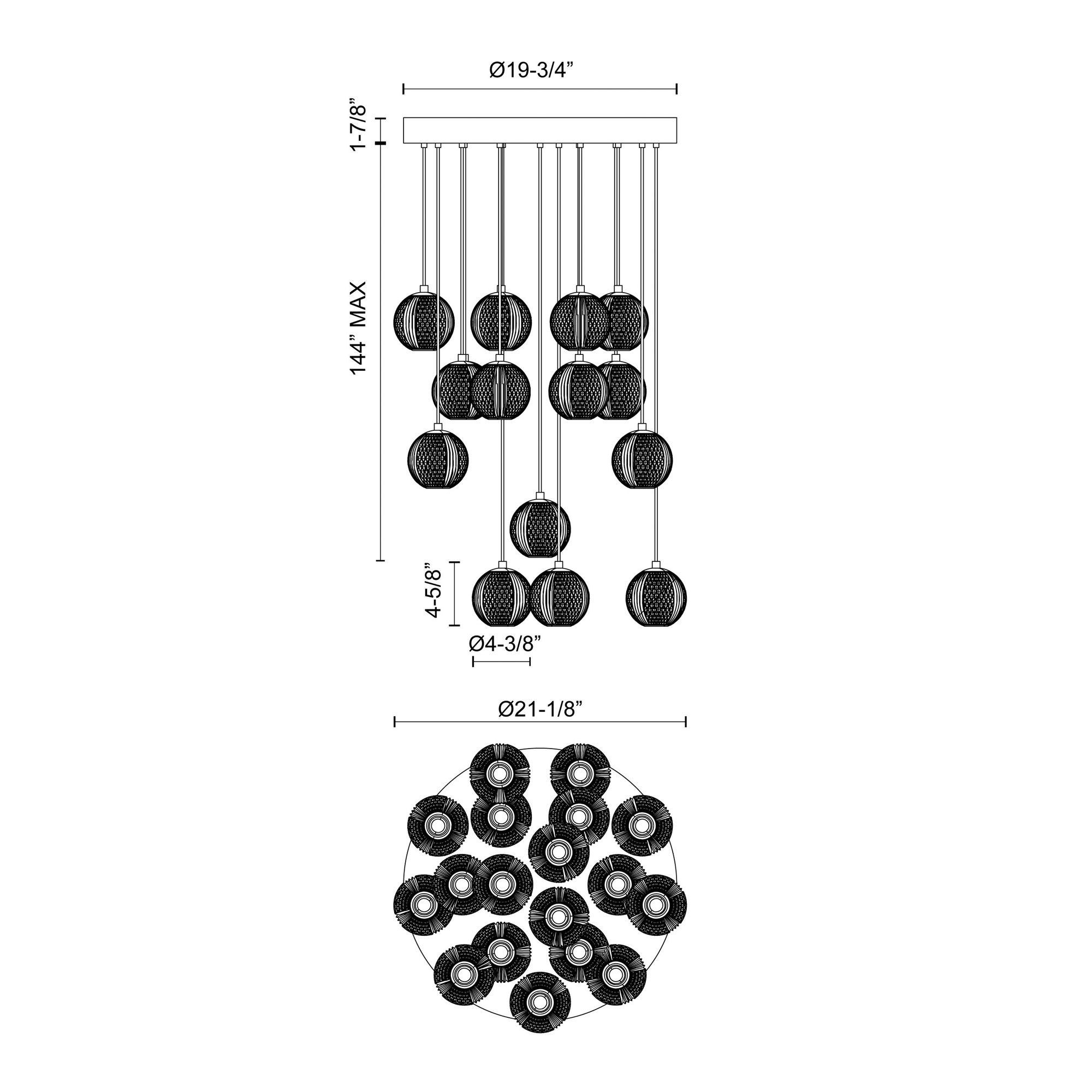 Image 7 Alora Marni LED 18 Head Natural Brass Multi-Pendant more views