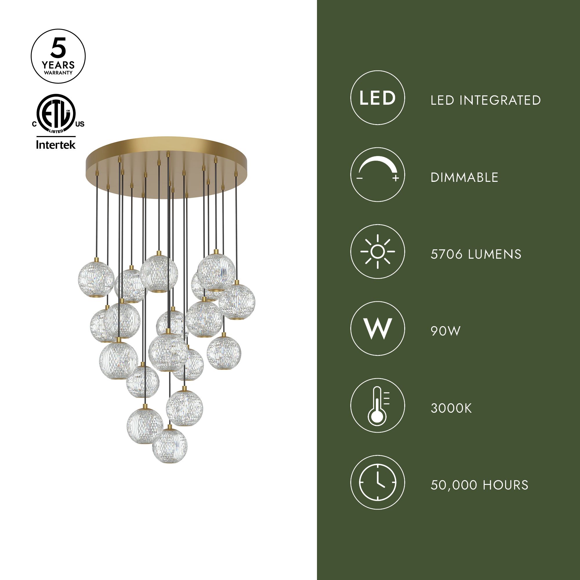 Image 4 Alora Marni LED 18 Head Polished Nickel Multi-Pendant more views