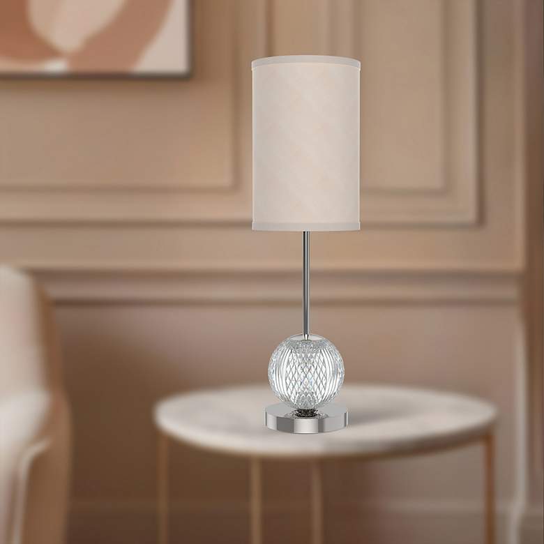 Image 1 Alora Marni LED 21-in Polished Nickel/White Linen LED Table Lamp