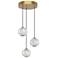 Alora Marni LED 3 Head Natural Brass Multi-Pendant