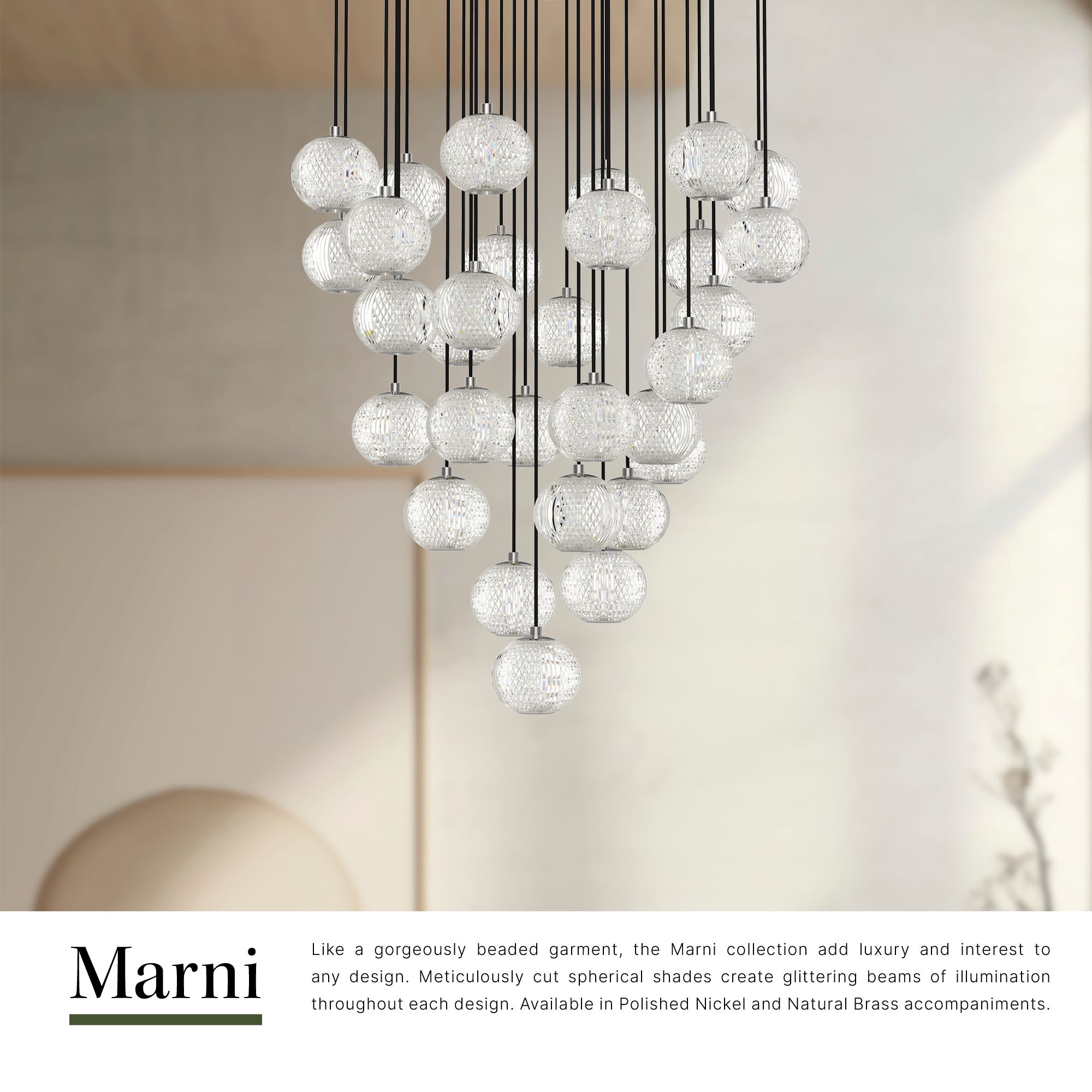 Image 3 Alora Marni LED 30 Head Natural Brass Multi-Pendant more views