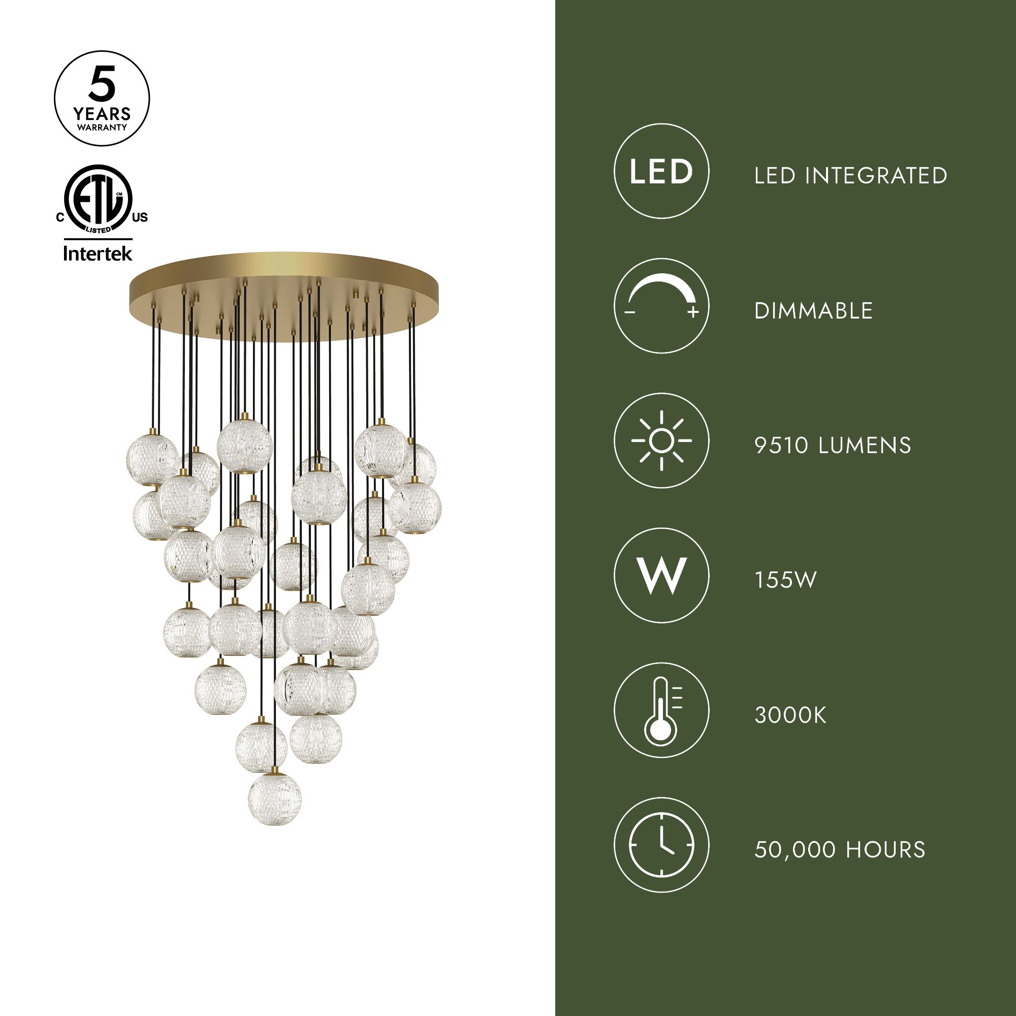 Image 4 Alora Marni LED 30 Head Natural Brass Multi-Pendant more views