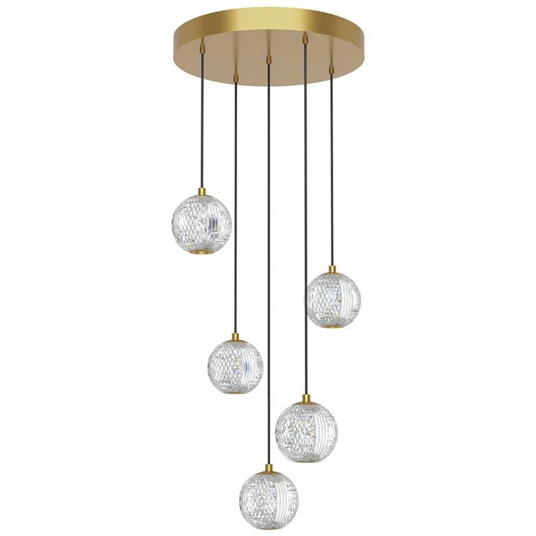 Image 1 Alora Marni LED 5 Head Natural Brass Multi-Pendant