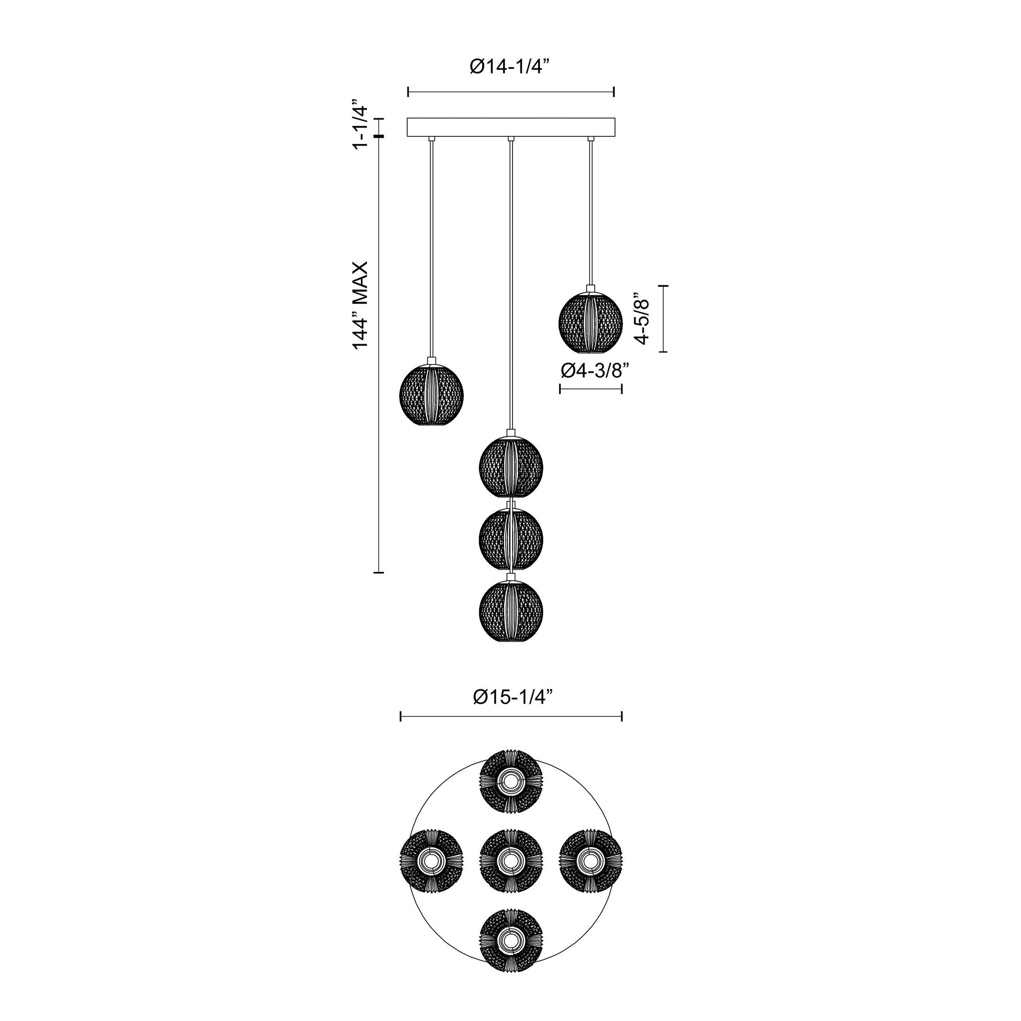 Image 6 Alora Marni LED 5 Head Natural Brass Multi-Pendant more views