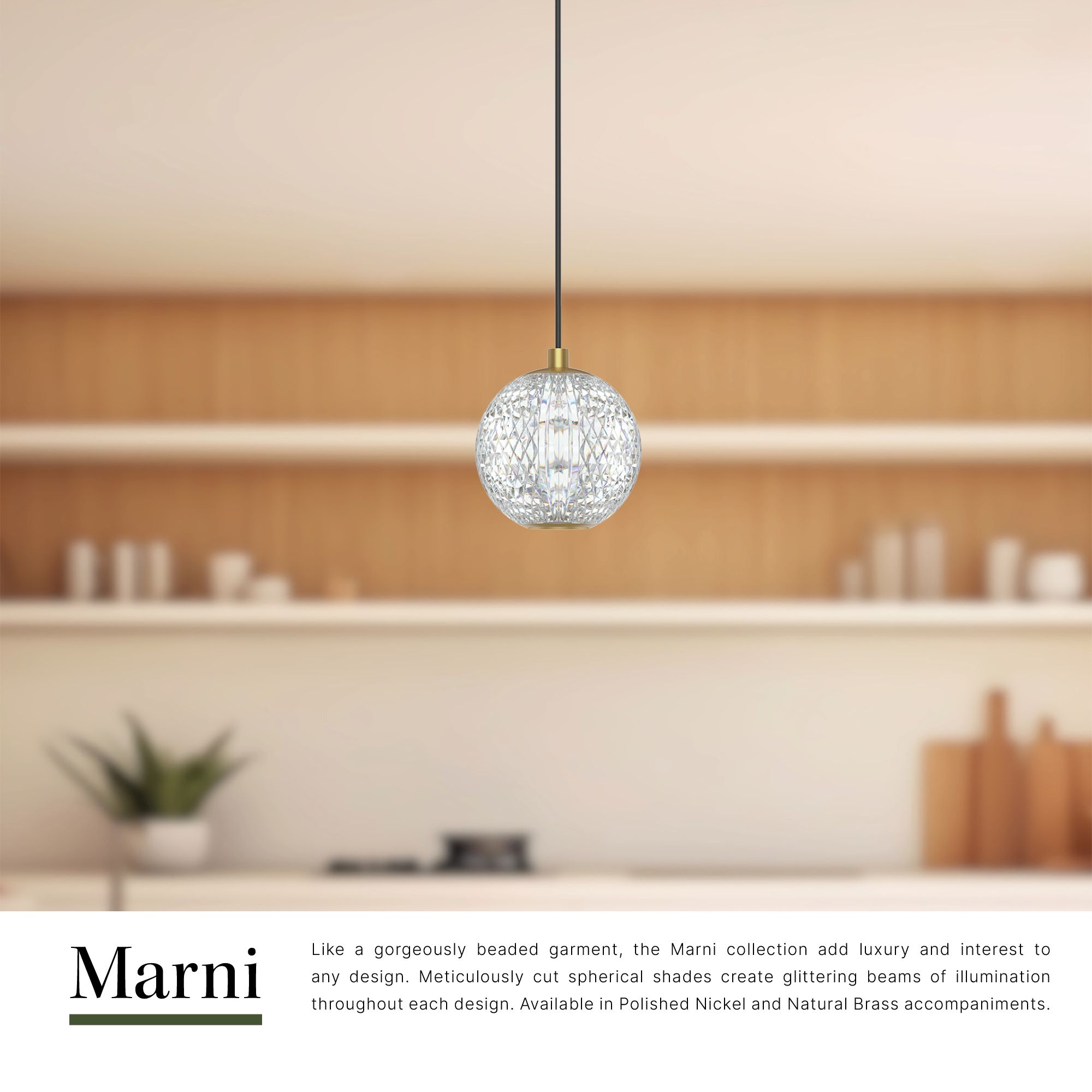 Image 3 Alora Marni LED 5-in Natural Brass Pendant more views