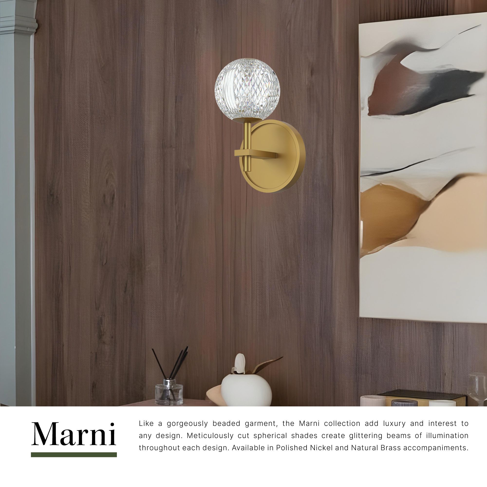 Image 3 Alora Marni LED 5-in Natural Brass Wall Vanity more views