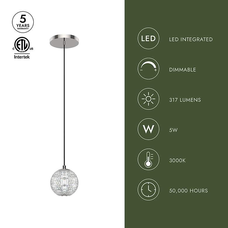 Image 4 Alora Marni LED 5-in Polished Nickel Pendant more views
