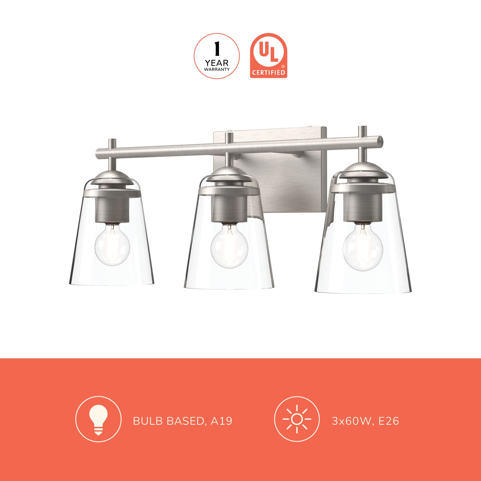 Image 3 Alora Mood Addison E26 22-in Aged Gold/Clear Glass Vanity Light more views