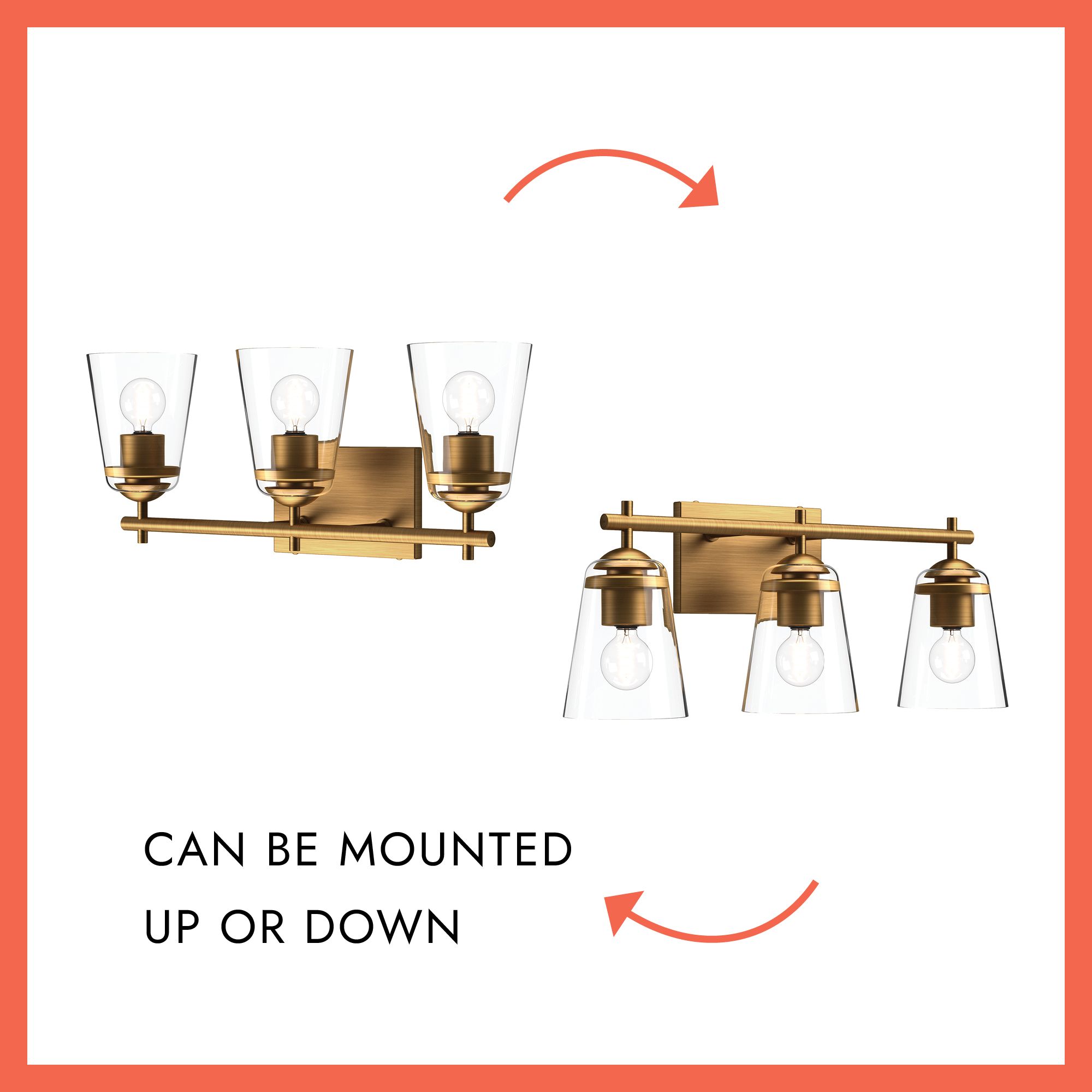 Image 4 Alora Mood Addison E26 22-in Aged Gold/Clear Glass Vanity Light more views