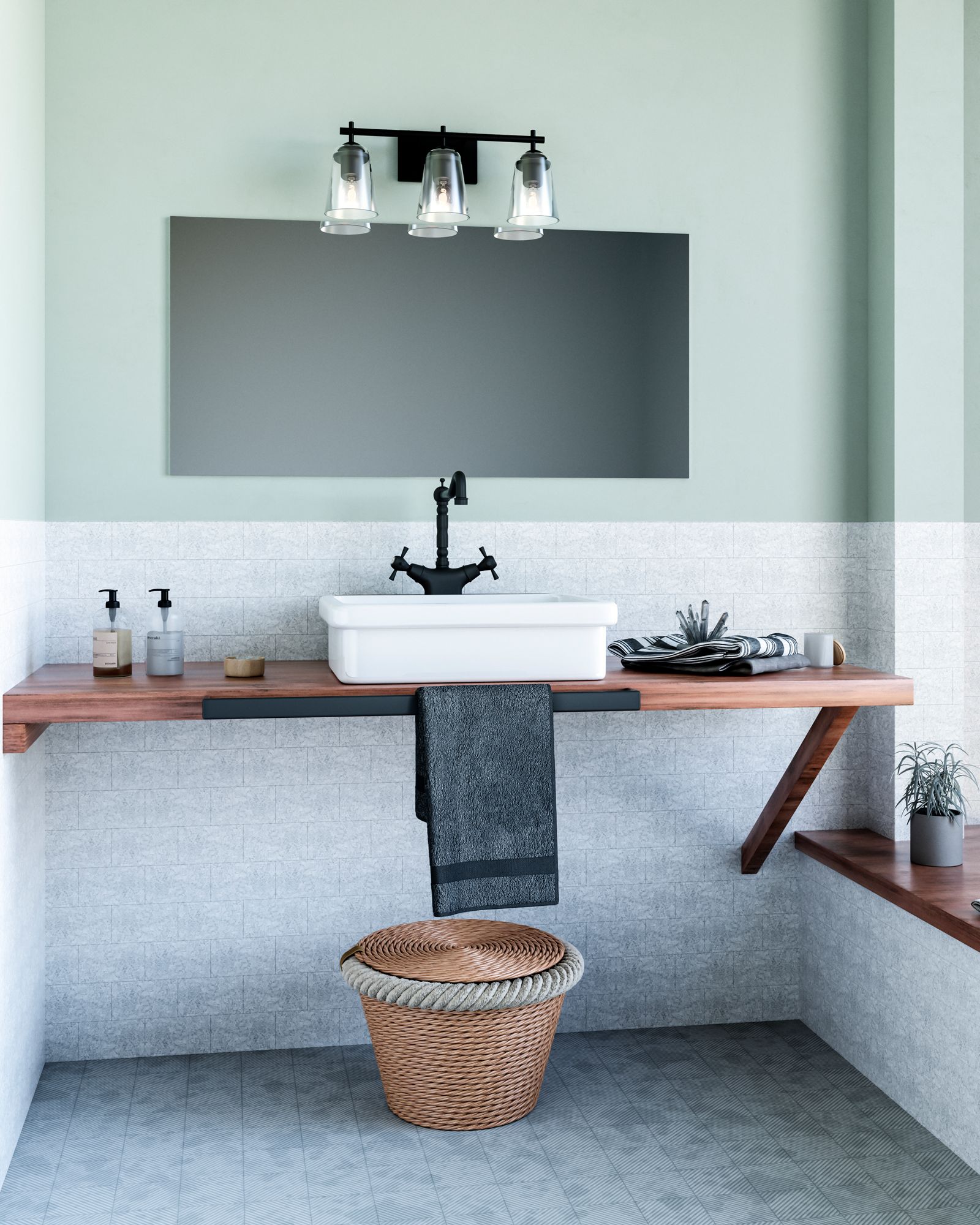 Image 2 Alora Mood Addison E26 22-in Clear Glass/Matte Black Vanity Light more views