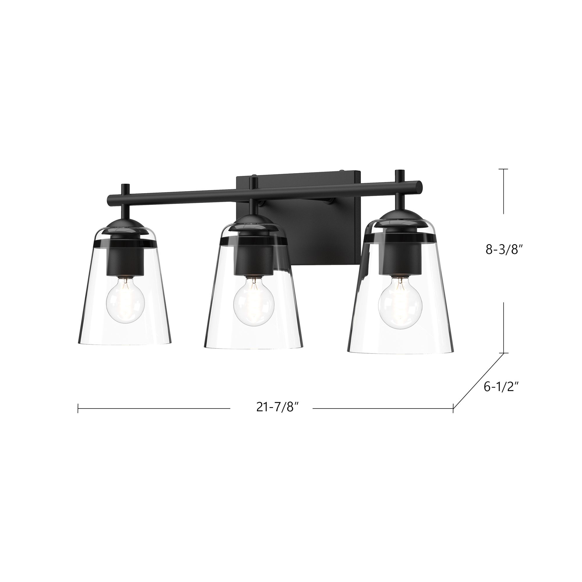 Alora Mood Addison E26 22-in Clear Glass/Matte Black Vanity Light