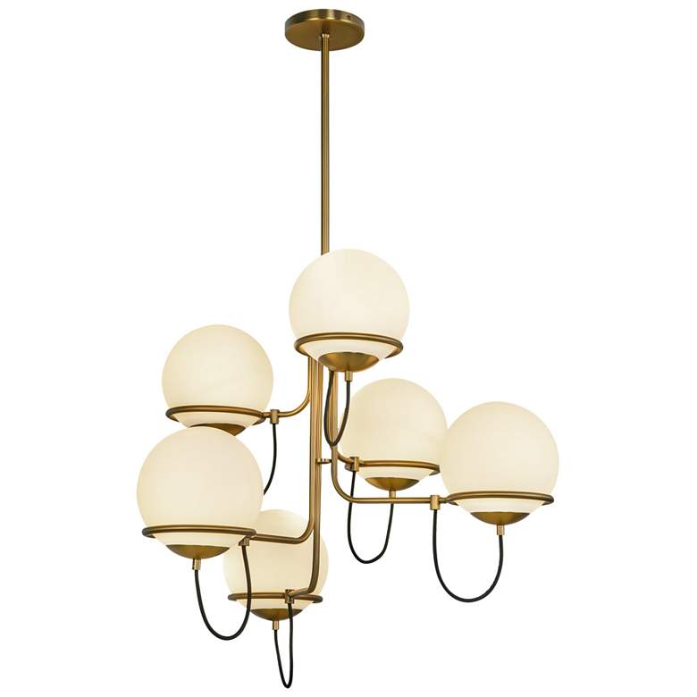 Image 1 Alora Mood Alba E26 32-in Aged Gold/Opal Glass Chandelier