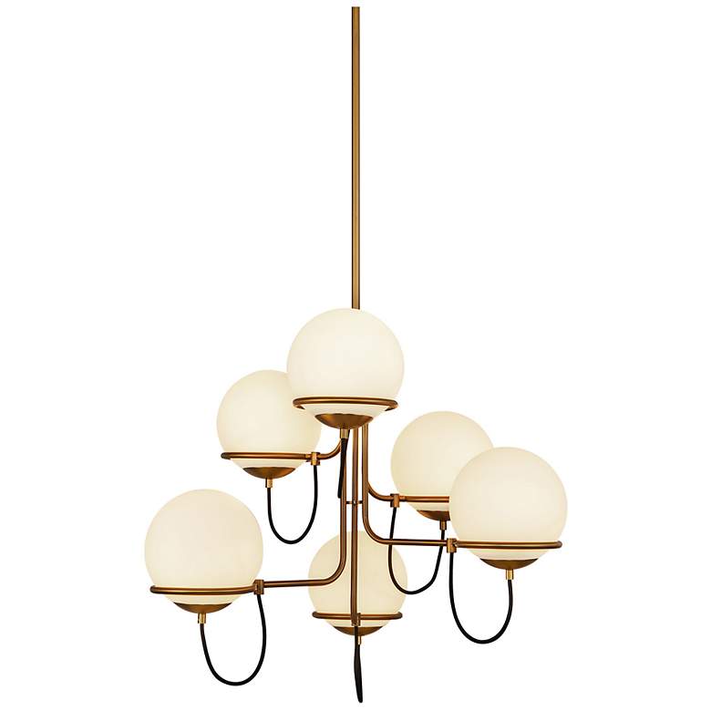 Image 3 Alora Mood Alba E26 32-in Aged Gold/Opal Glass Chandelier more views
