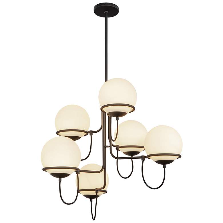 Image 1 Alora Mood Alba E26 32-in Matte Black/Opal Glass Chandelier