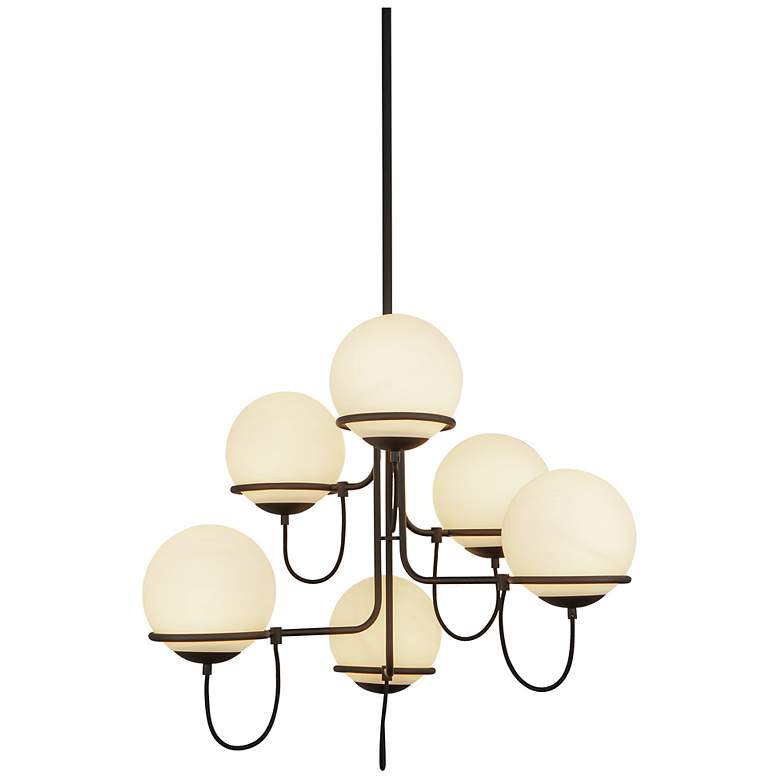 Image 3 Alora Mood Alba E26 32-in Matte Black/Opal Glass Chandelier more views