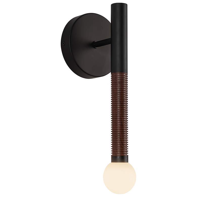 Image 1 Alora Mood Arden LED 14-in Matte Black/Opal Glass Wall Vanity