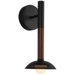 Alora Mood Arden LED 14-in (With Shade) Matte Black/Opal Glass Wall Vanity