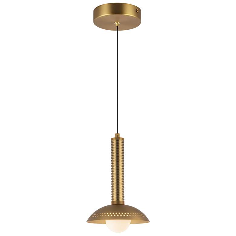 Image 1 Alora Mood Arden LED 9-in (With Shade) Brushed Gold/Opal Glass Pendant