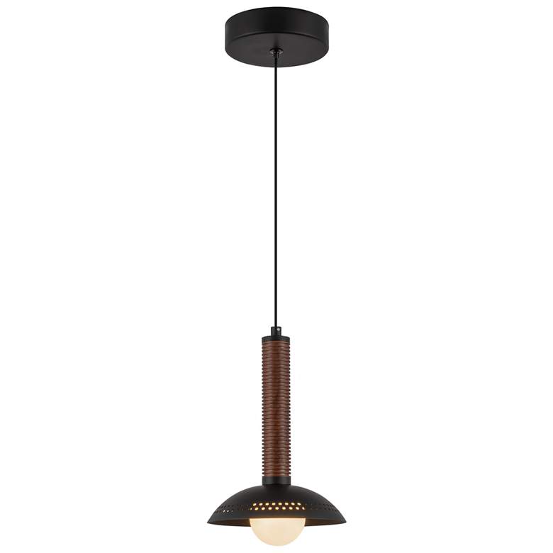 Image 1 Alora Mood Arden LED 9-in (With Shade) Matte Black/Opal Glass Pendant