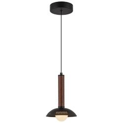 Alora Mood Arden LED 9-in (With Shade) Matte Black/Opal Glass Pendant