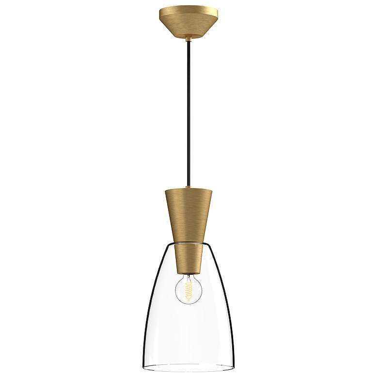 Image 1 Alora Mood Arlo E26 7-in Brushed Gold/Clear Glass Pendant