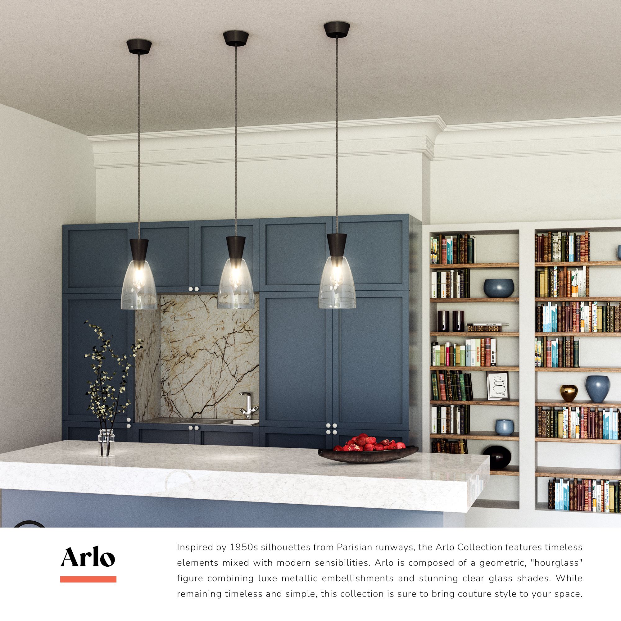 Image 3 Alora Mood Arlo E26 7-in Brushed Gold/Clear Glass Pendant more views