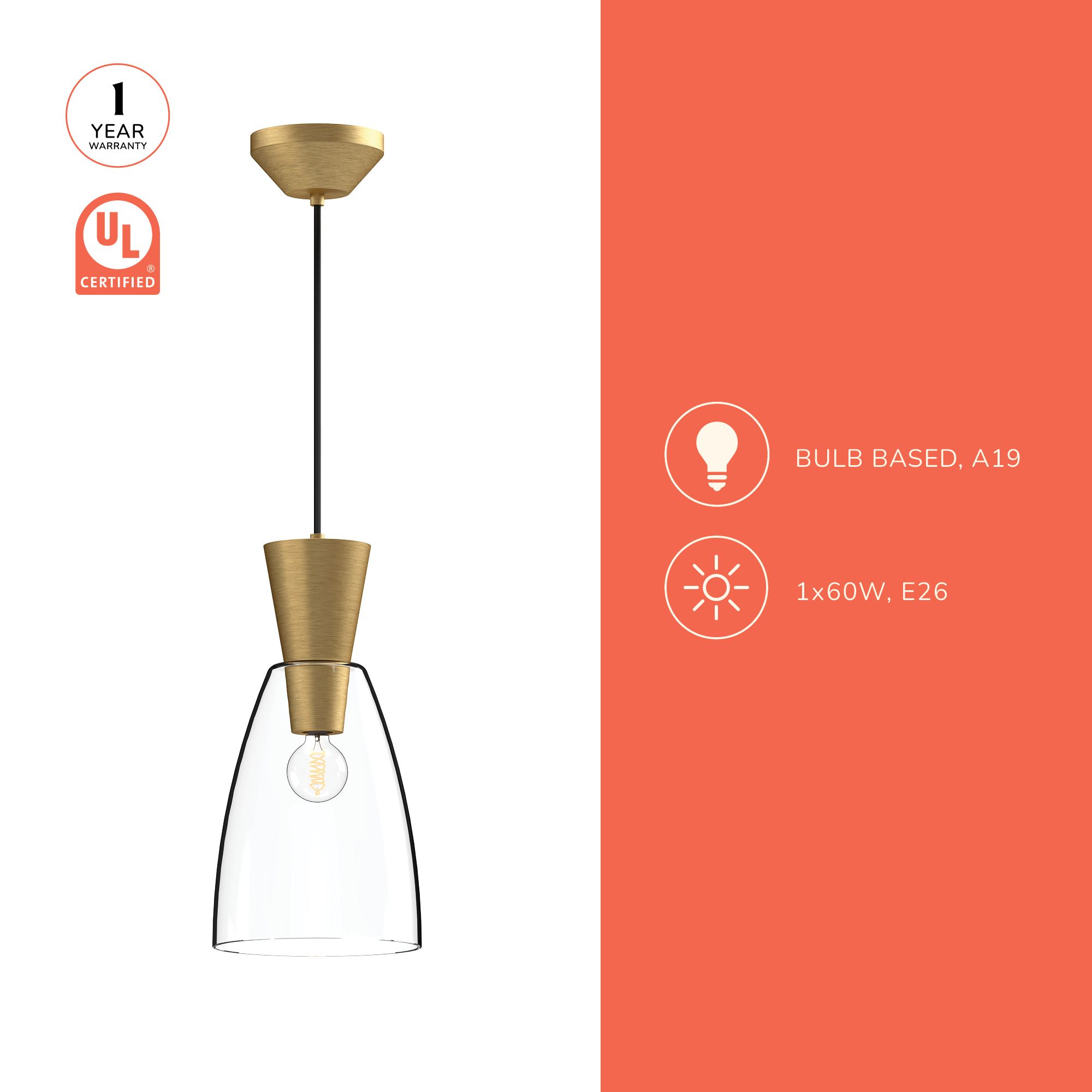 Image 5 Alora Mood Arlo E26 7-in Clear Glass/Matte Black Pendant more views