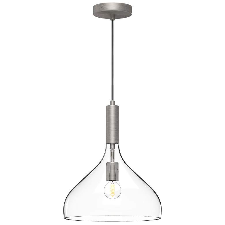 Image 1 Alora Mood Belleview E26 12-in Brushed Nickel/Clear Glass Pendant
