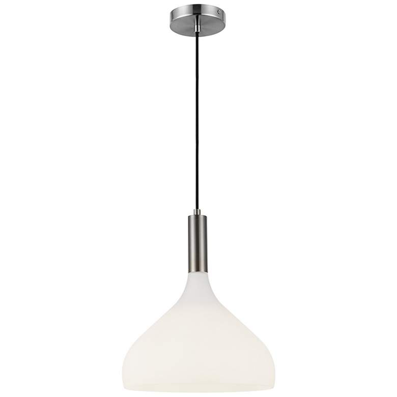 Image 1 Alora Mood Belleview E26 12-in Brushed Nickel/Opal Glass Pendant