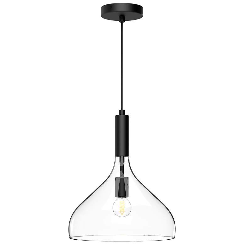 Image 1 Alora Mood Belleview E26 12-in Clear Glass/Matte Black Pendant