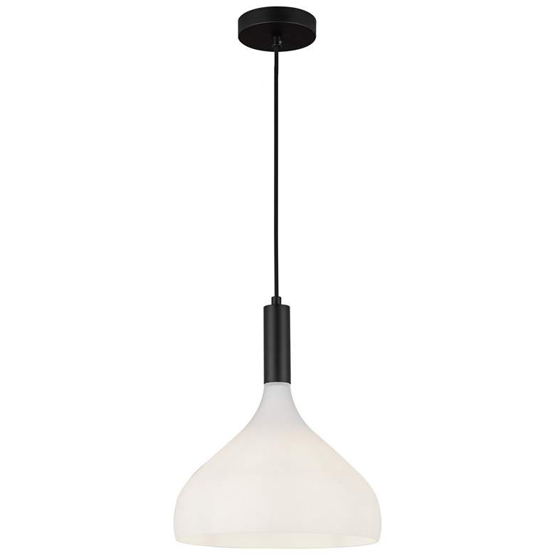 Image 1 Alora Mood Belleview E26 12-in Matte Black/Opal Glass Pendant