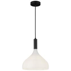Alora Mood Belleview E26 12-in Matte Black/Opal Glass Pendant