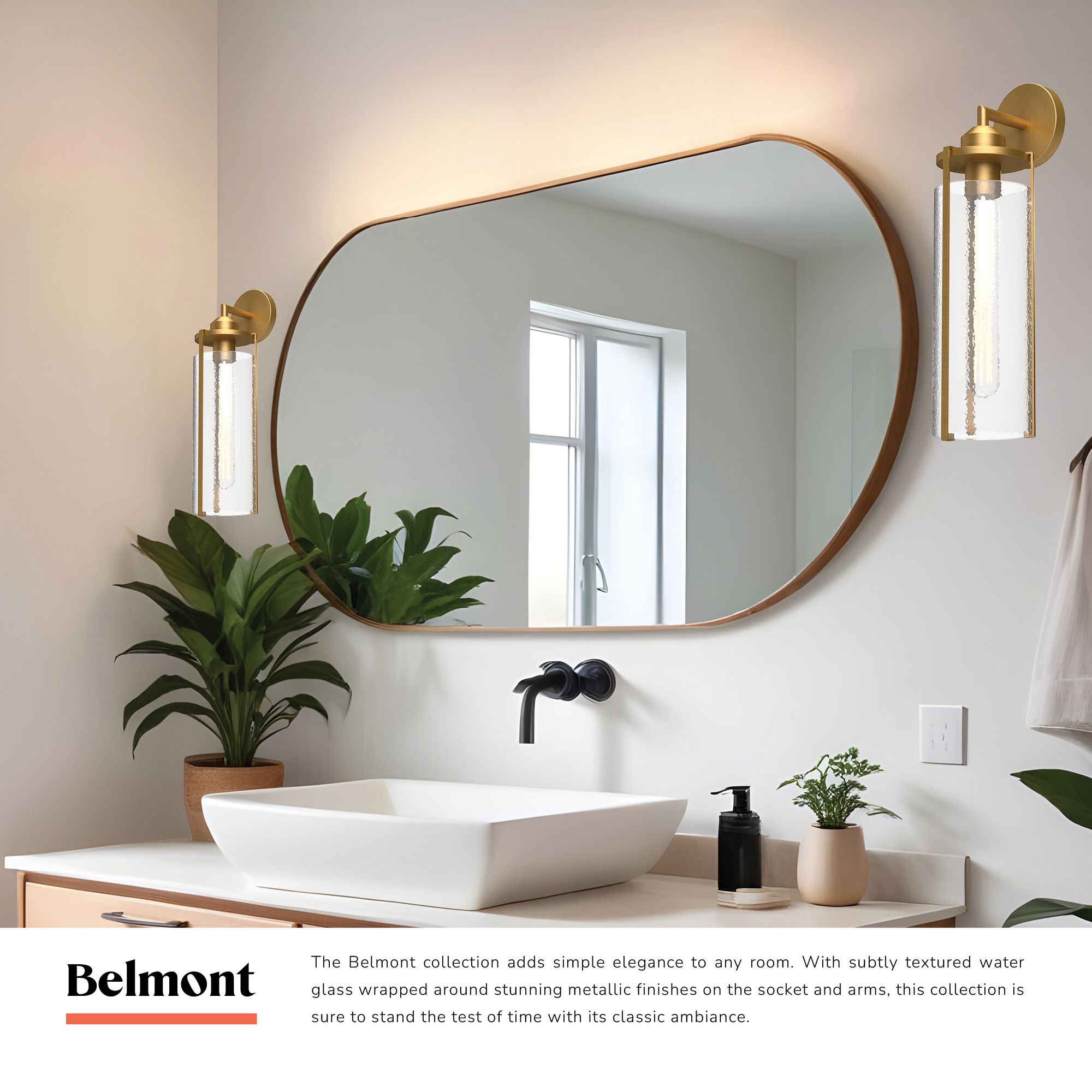 Image 2 Alora Mood Belmont E26 5-in Aged Gold/Clear Water Glass Wall Vanity more views
