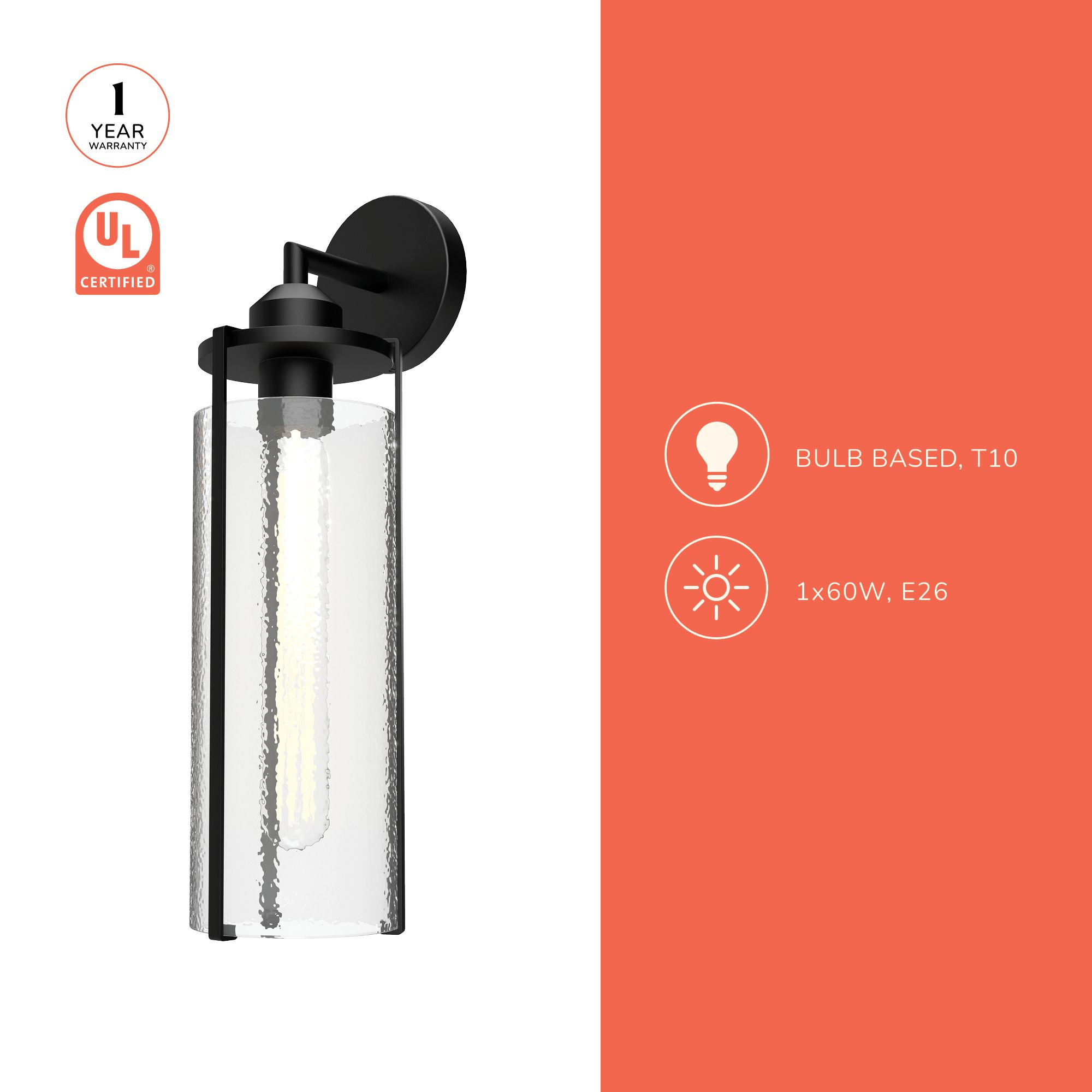 Image 3 Alora Mood Belmont E26 5-in Clear Water Glass/Matte Black Wall Vanity more views