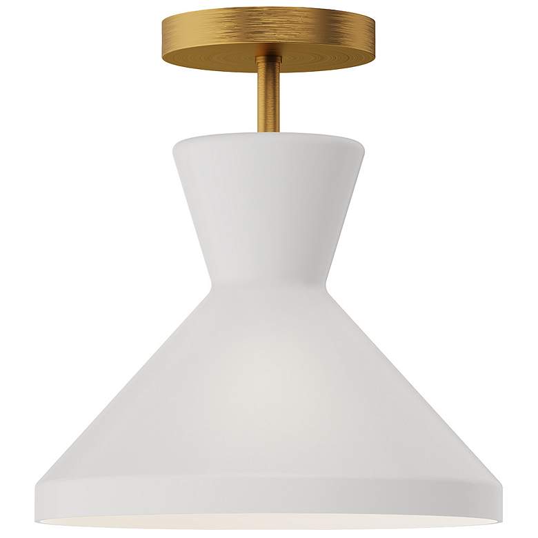 Image 1 Alora Mood Betty E26 10-in Aged Gold/Opal Glass Semi-Flush Mount