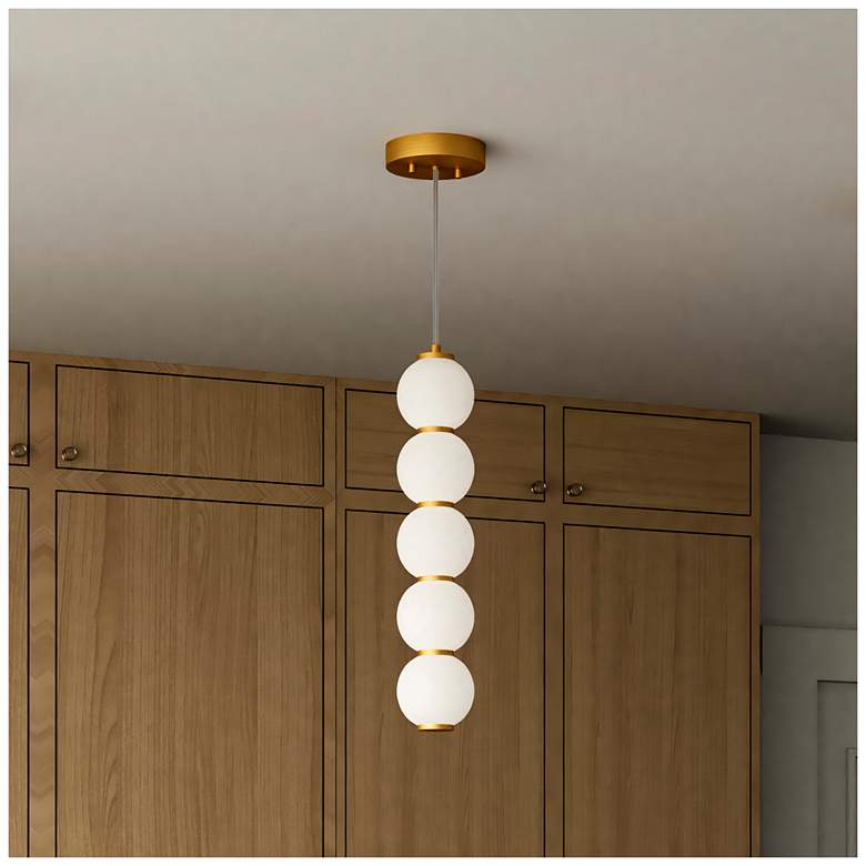 Image 1 Alora Mood Bijou LED 5-in Aged Gold/Opal Matte Glass Pendant
