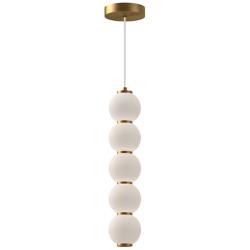 Alora Mood Bijou LED 5-in Aged Gold/Opal Matte Glass Pendant