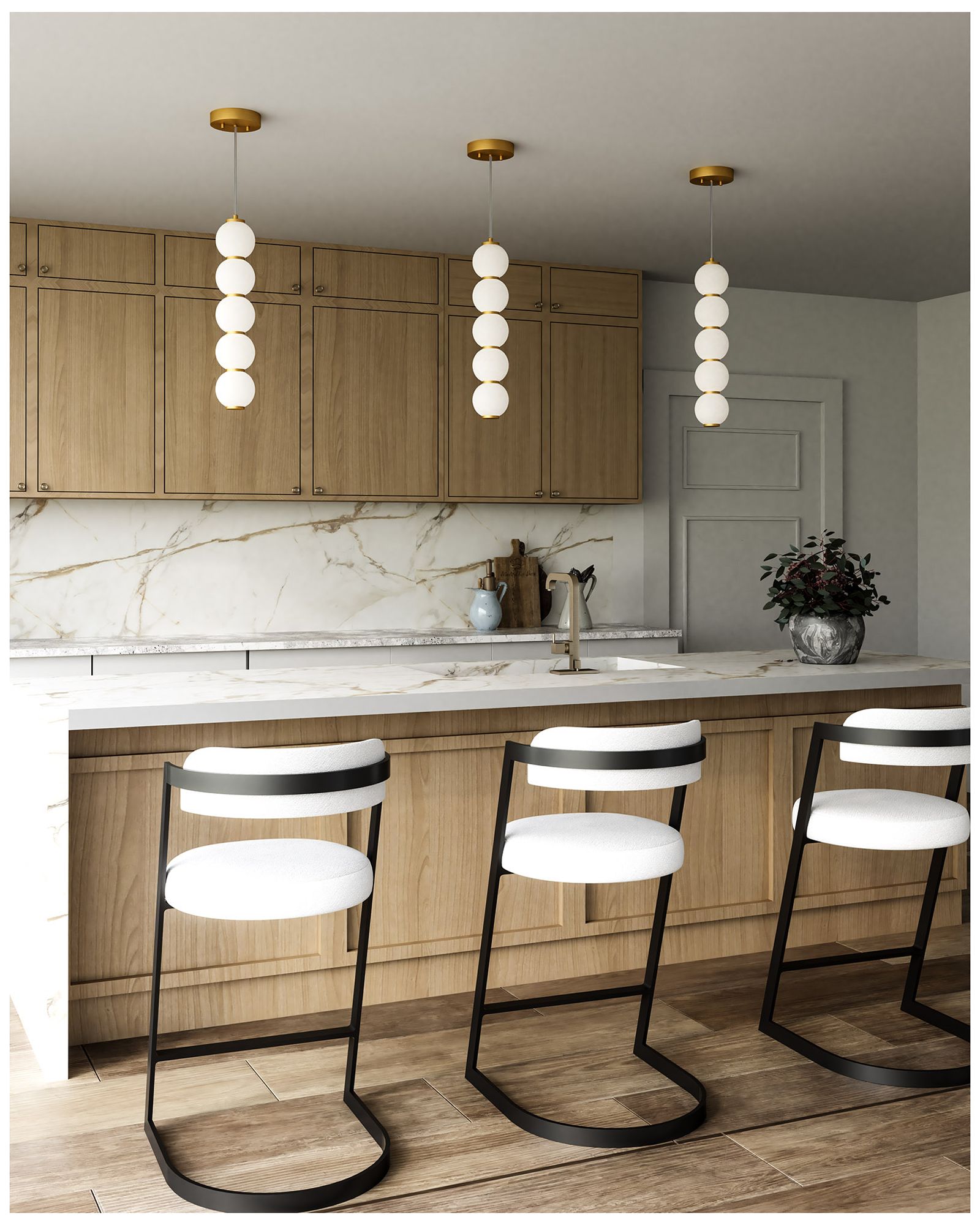 Image 4 Alora Mood Bijou LED 5-in Aged Gold/Opal Matte Glass Pendant more views