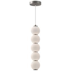 Alora Mood Bijou LED 5-in Brushed Nickel/Opal Matte Glass Pendant