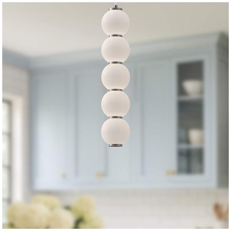 Image 4 Alora Mood Bijou LED 5-in Brushed Nickel/Opal Matte Glass Pendant more views