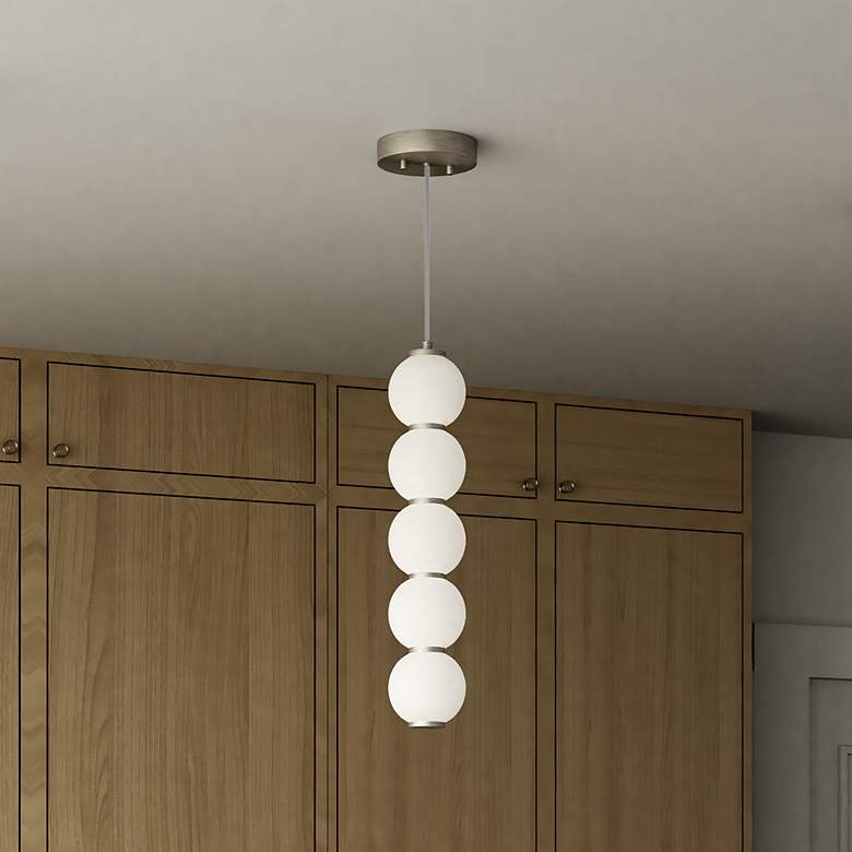 Image 1 Alora Mood Bijou LED 5-in Brushed Nickel/Opal Matte Glass Pendant