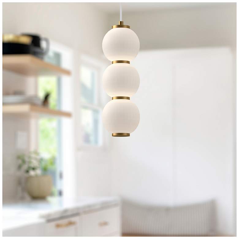 Image 2 Alora Mood Bijou LED 7-in Aged Gold/Opal Matte Glass Pendant more views