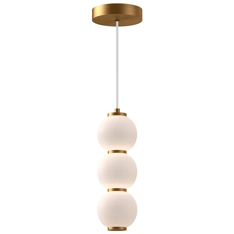 Image 1 Alora Mood Bijou LED 7-in Aged Gold/Opal Matte Glass Pendant