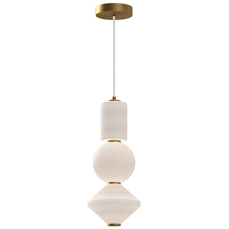 Image 1 Alora Mood Bijou LED 8-in Aged Gold/Opal Matte Glass Pendant