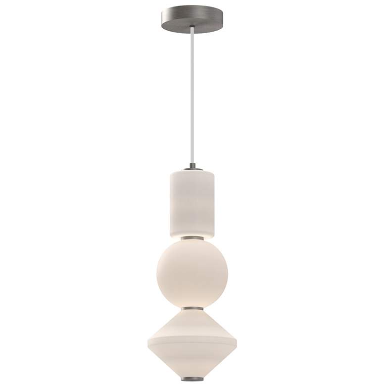 Image 1 Alora Mood Bijou LED 8-in Brushed Nickel/Opal Matte Glass Pendant