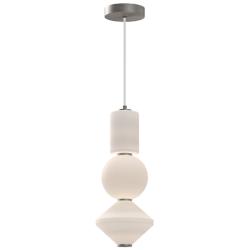 Alora Mood Bijou LED 8-in Brushed Nickel/Opal Matte Glass Pendant