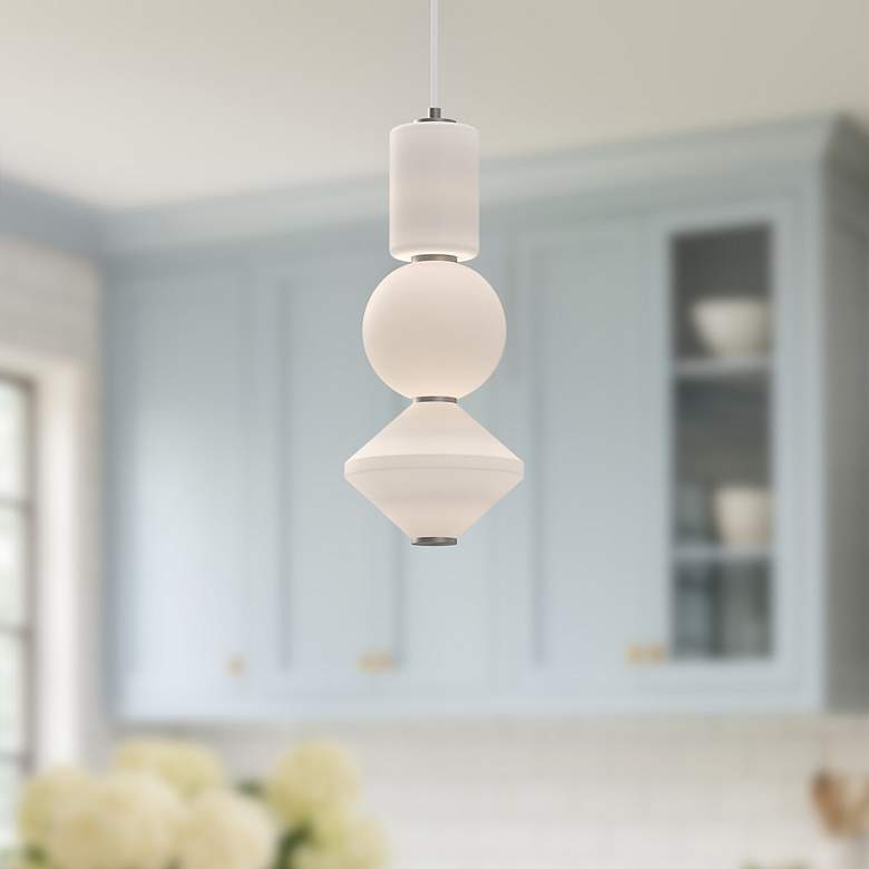 Image 1 Alora Mood Bijou LED 8-in Brushed Nickel/Opal Matte Glass Pendant