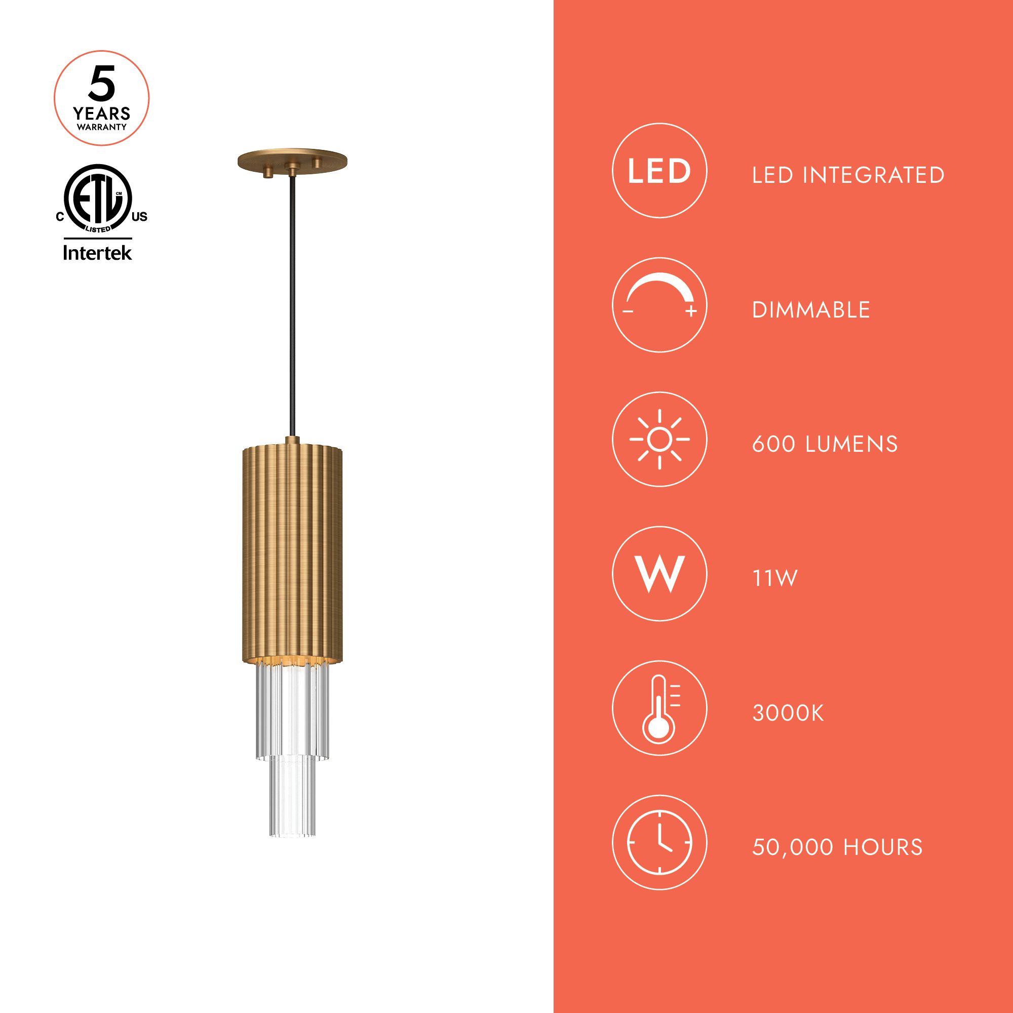 Image 5 Alora Mood Bordeaux LED 4-in Brushed Nickel/Clear Ribbed Glass Pendant more views